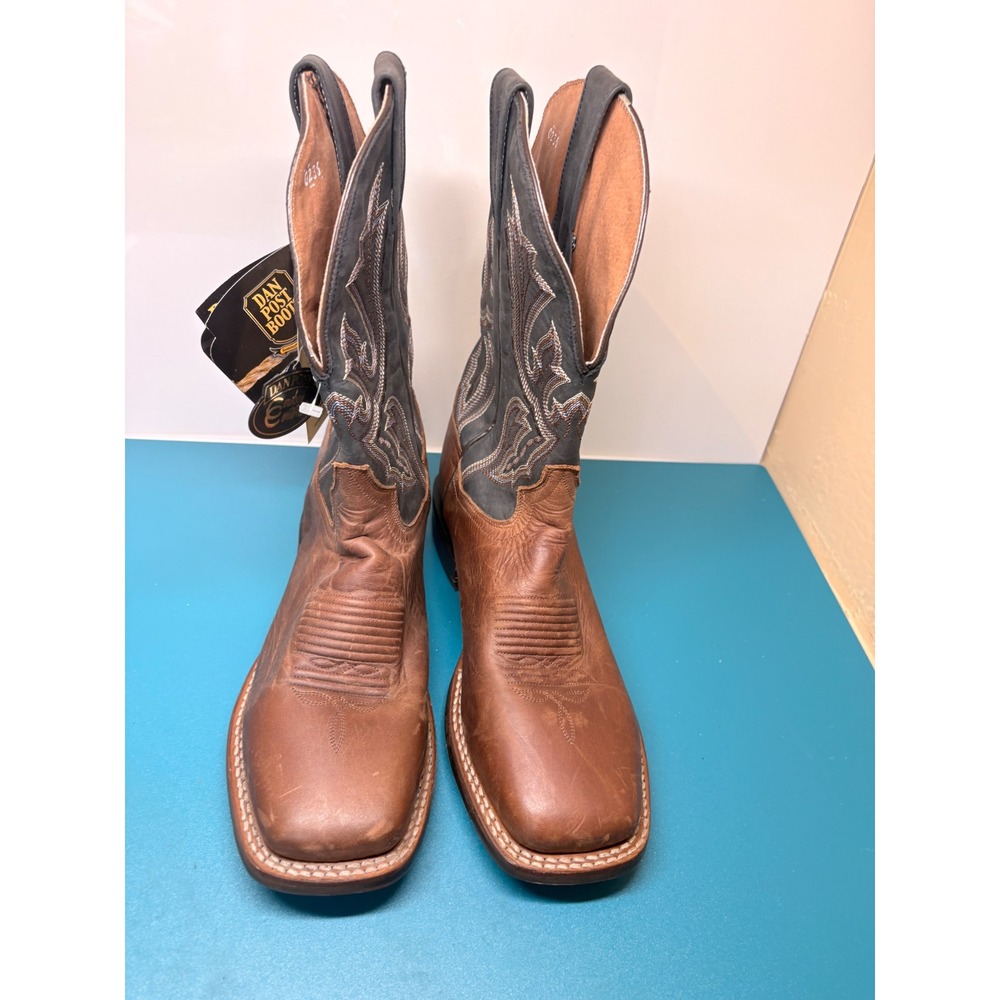 Dan Post Mens 8.5D Winslow Brown Black Leather Square Toe Cowboy Boots DP4556 - Picture 6 of 16